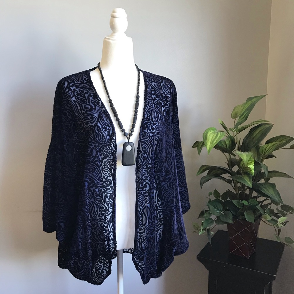 Krazy Kat Velvet Print Kimono Large EUC